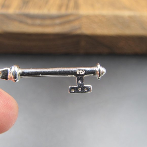 18" Sterling Ornate Key Cubic Zirconia Necklace - Picture 4 of 7